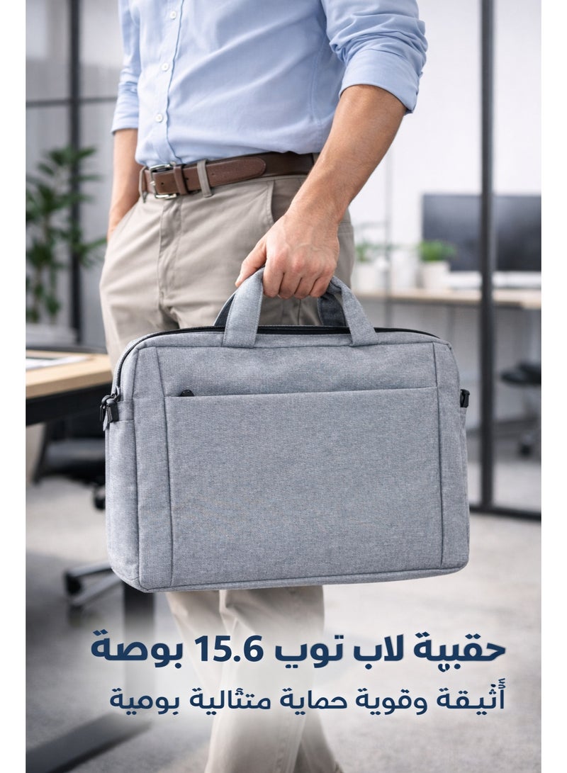 AGNAR 15.6 Inch Laptop Bag Sleeve – Slim Lightweight Business Briefcase with Padded Laptop Compartment & Front Pocket – Grey - Image 4